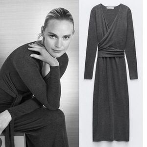 SOLD - Zara Charcoal Long Sleeve Dress
